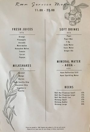 In-Room Dining Menu 4
