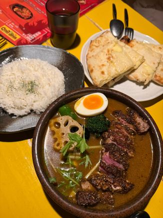 Soup curry and a nan at Crazy Spice, Otaru