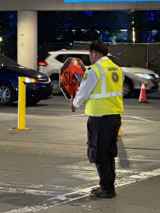 Everyone's favorite traffic enforcement person wasn't going to let traffic get in the way of watching a movie! 