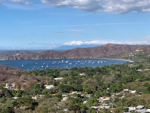 Coco Bay with Nicaraguan volcanoes in the distance