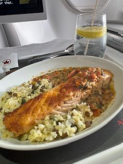 The salmon was overcooked but very tasty. Not a lot of squash in the rice and the sauce vierge was a bit mushy but I would still order it again