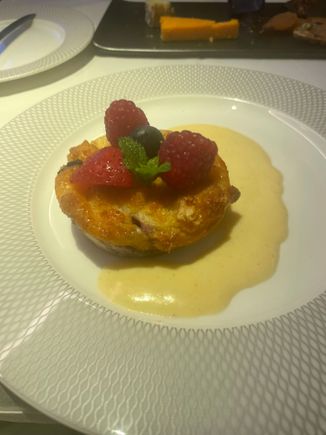 Summer berry bread and butter pudding
I have to say this is awful and seems to lack the essential ingredient of bread and is like an egg souffle