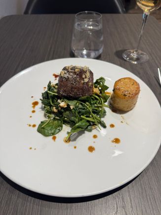 Filet, medium rare and seasoned perfectly.