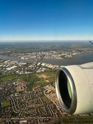 Dartford crossing; specifically, the Queen Elizabeth II bridge. I once flew a 2 seat Spitfire over this bridge about 1000 feet above and neatly dissecting the upright towers 