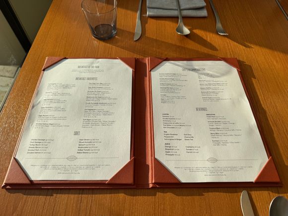 Breakfast a la carte menu
