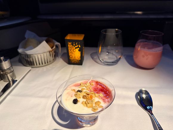 Greek yogurt with rhubarb- this was nice but a bit runny!