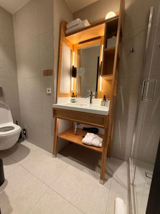 Small bathroom in the standard twin room