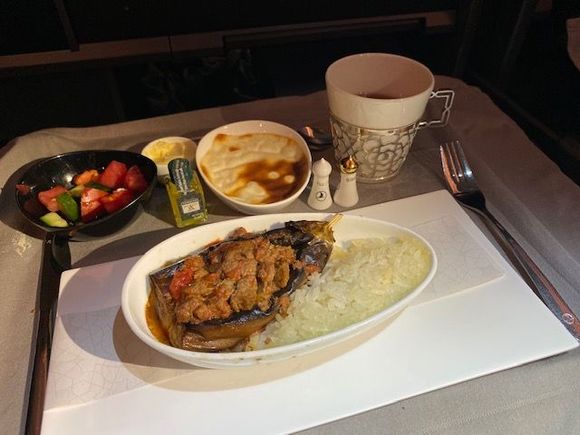 Stuffed eggplant, now this was the best thing I had all flight. The rice pudding went down great as well.