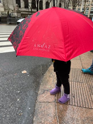 Loaner umbrella from the hotel that my daughter had to borrow to get in the way of everyone on the sidewalk