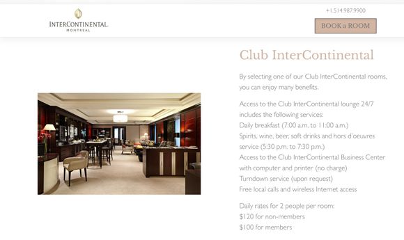 Club Intercontinental as promoted by the hotel 