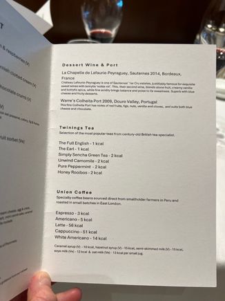 Dessert menu