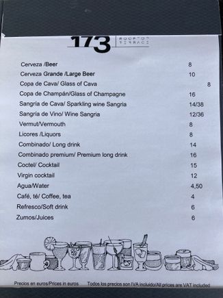 Drinks menu 
