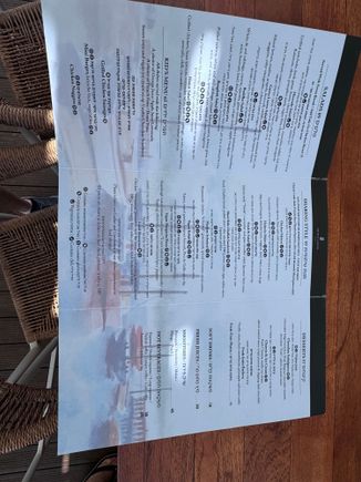 Rooftop bar menu