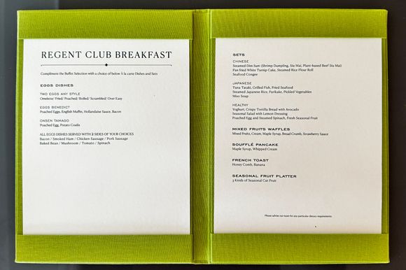 Breakfast menu