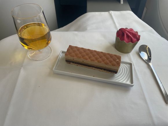 Dessert sorbet and my excellent crew’s conception of a “l’arme de calva” 