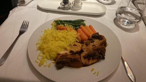 Main course: chicken breast with mushroom sauce