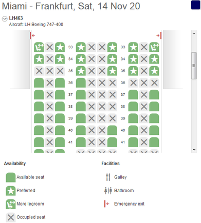 LH463 November 14, B744, middle seats blocked