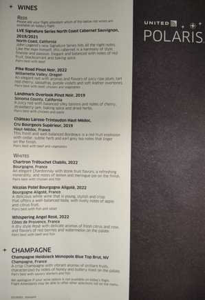 menu wines