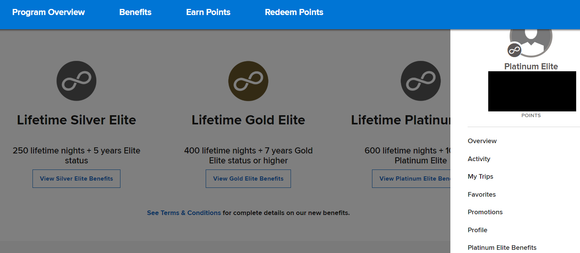 Rewards site is up.  Pretty sure the infinity sign means lifetime status.  Too bad I only made plat 8 years, missing the 10 years req for LTPP.