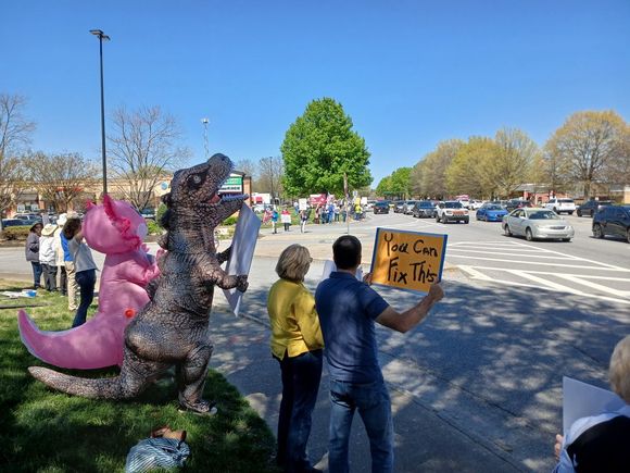 John's Creek, GA. Inflatable costumes return! 3 long blocks, both sides