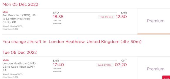 Oubtound - SFO-LHR-CPT