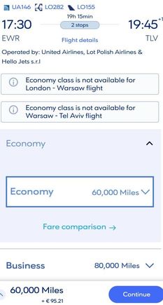 UA mixed cabin award 1 (UA in Eco, others in Biz)