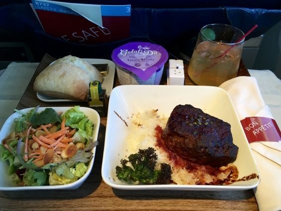 SEA-ANC Dinner, Beef short ribs with rice and broccoli.  This was so overcooked that it was inedible.  If you look closely, the broccoli is black and was likely seconds from combustion