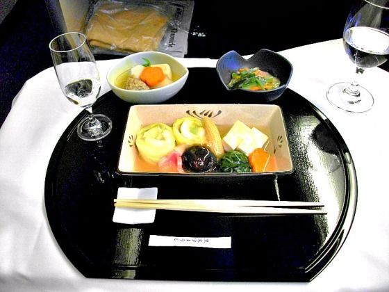 Left (Top): Simmered chicken meatball with assorted vegetables
 Right (Top): Smoked duck loin with sesame sauce
Rectangular dish (bottom): Braised cod and chinese cabbage roulade with thick stock sauce