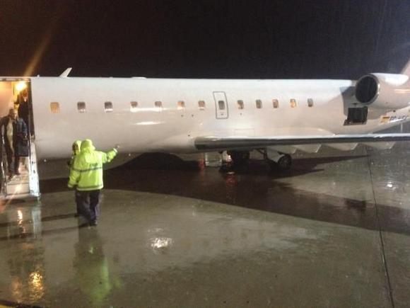 Just landed at a wet Almeria airport late one November evening in November 2013 from Seville.