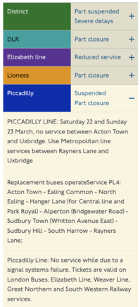 TfL status page