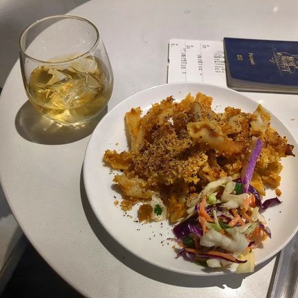 Jameson's on the rocks, the pasta and some salad just to please Mrs E when I sent her the pics