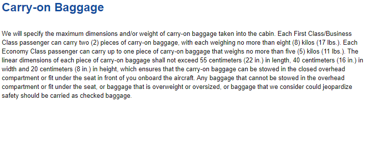 Air China Carry on Luggage only 11 lbs? - FlyerTalk Forums