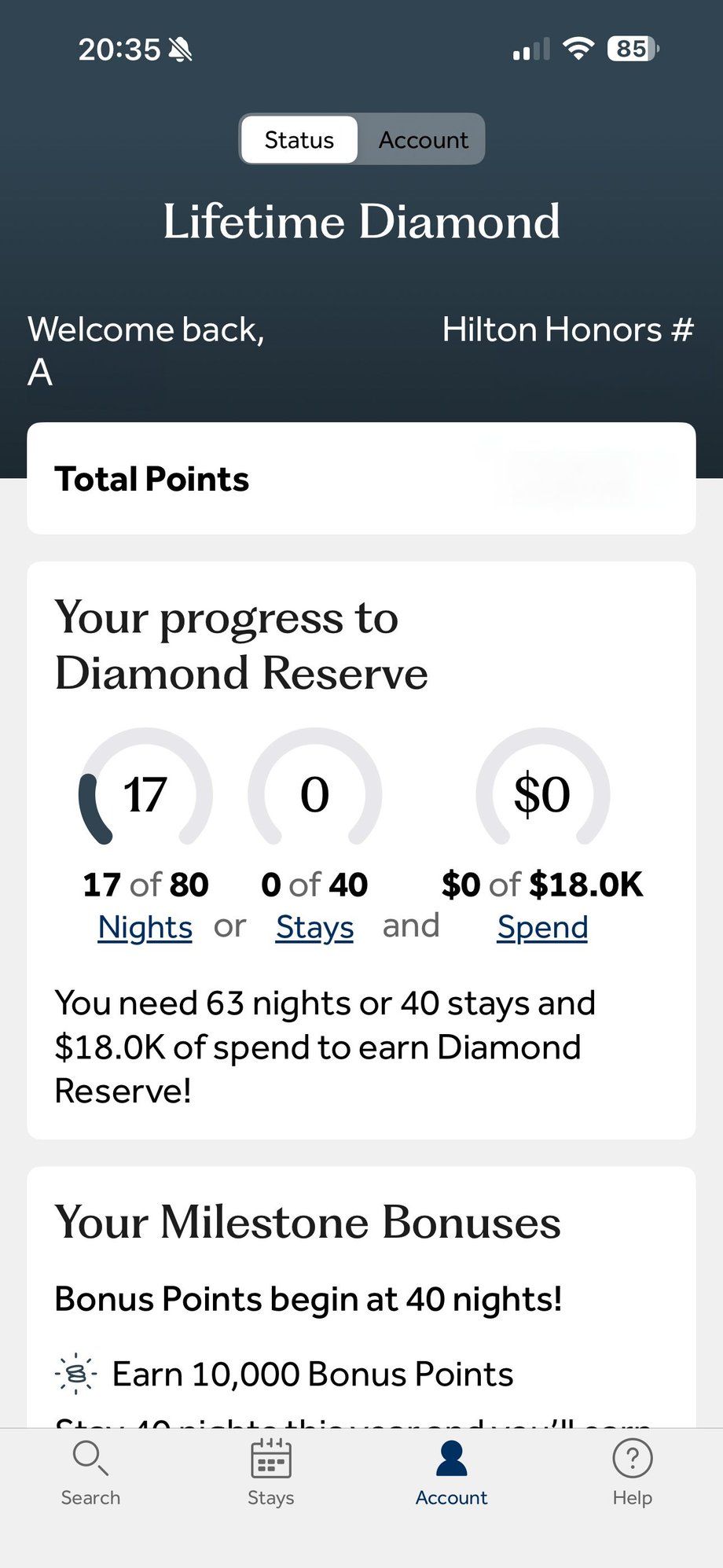 Strangely I�ve got 17 nights carried over from last year. I was in 77 at the end of the year. 