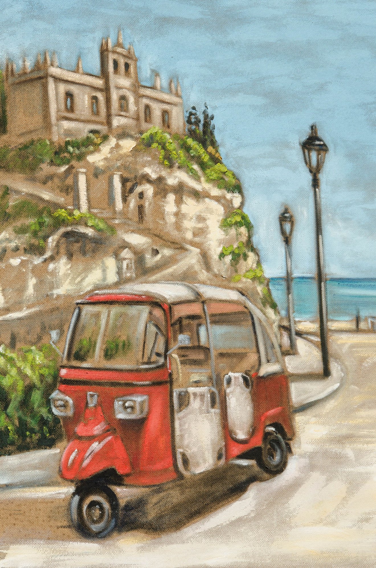 Getting to its base by APE (preferably red) is great fun, as depicted in this painting.