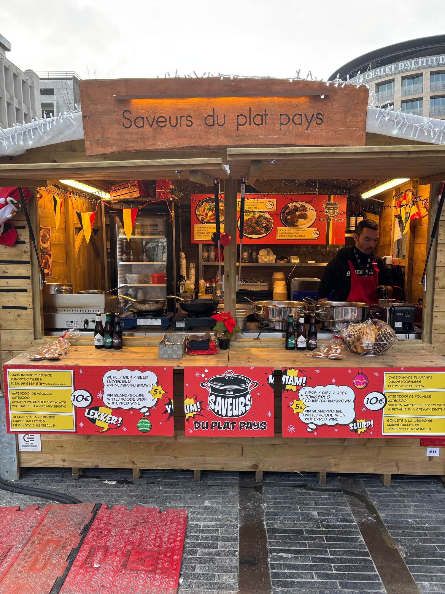 ...and next to it a stall with Belgian fare.  Interesting counterpoint!