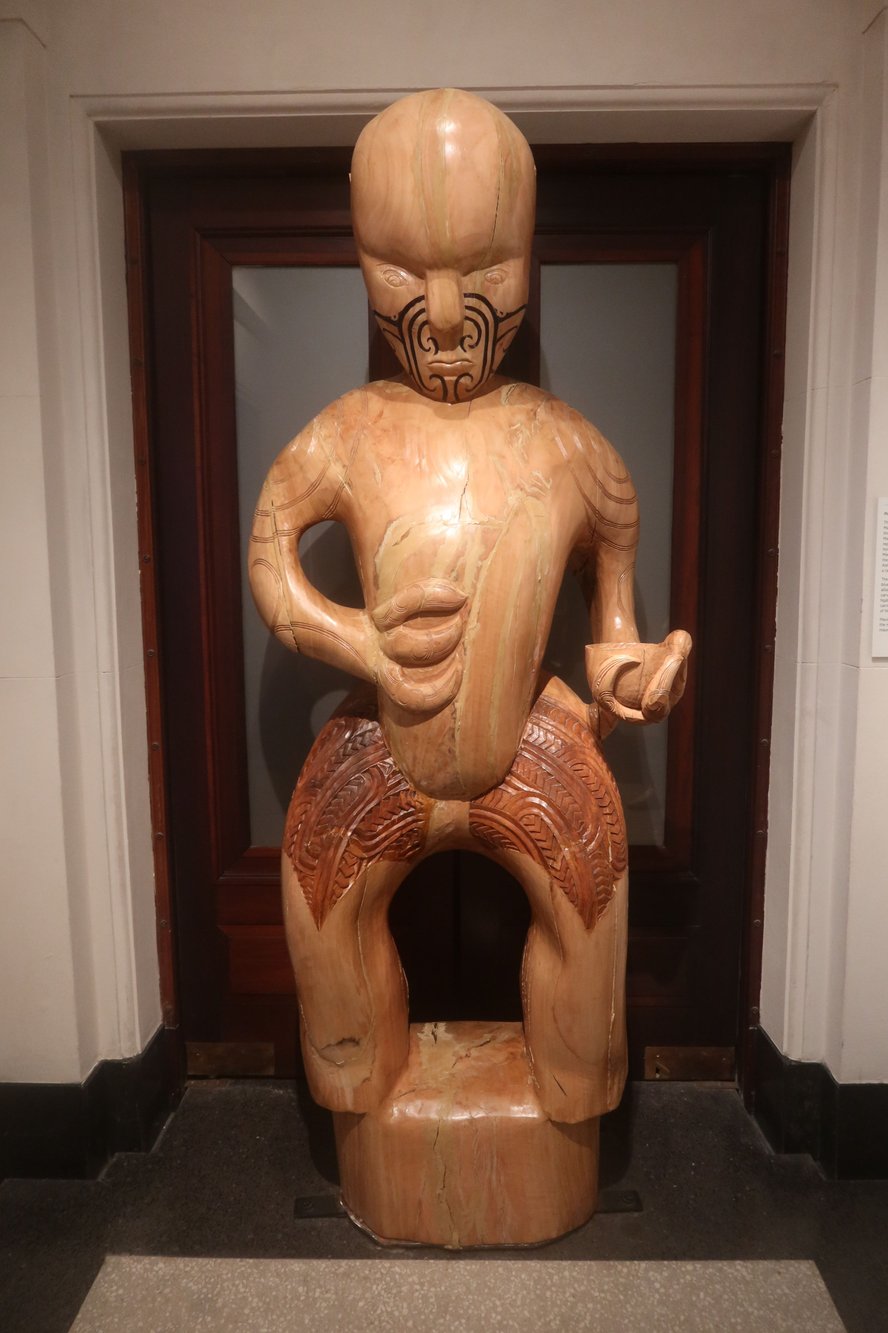 Maori Statue in Remembrance of Fallen Soldiers at Auckland War Memorial Museum