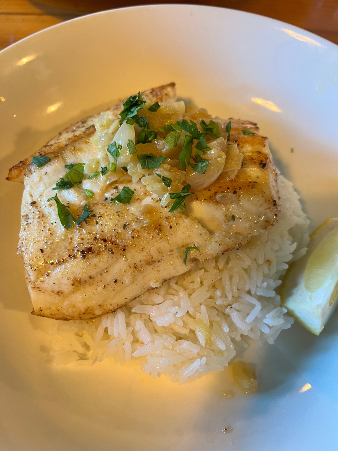 My garlic halibut dinner