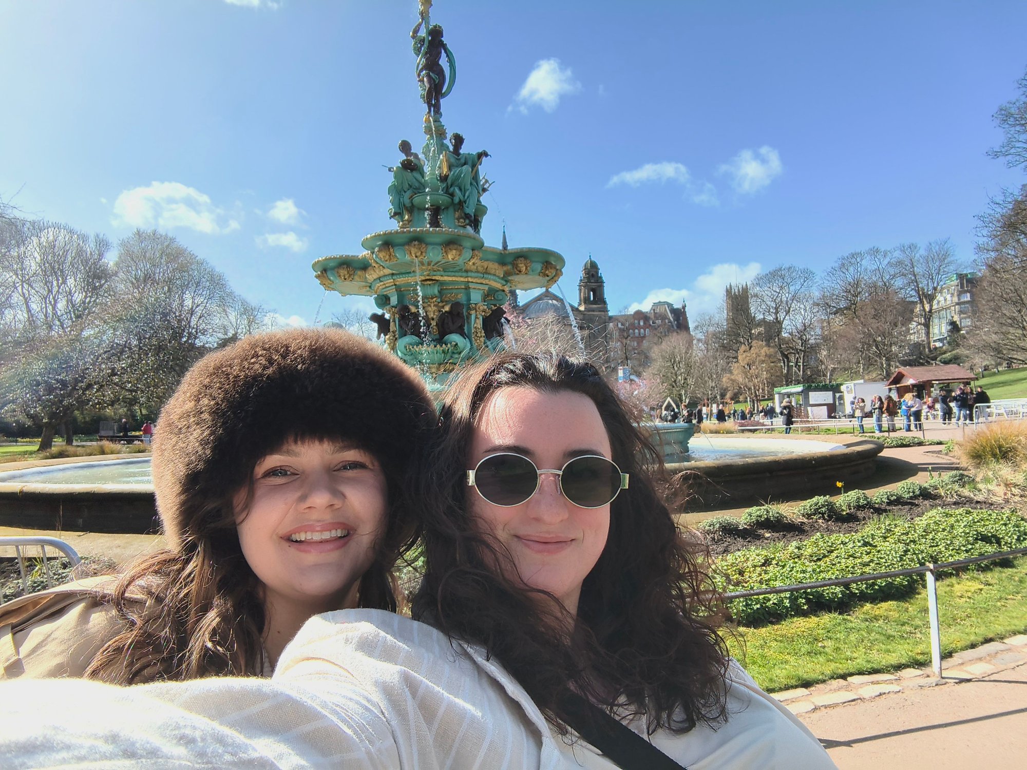 Roommate and I at the Ross Fountain 