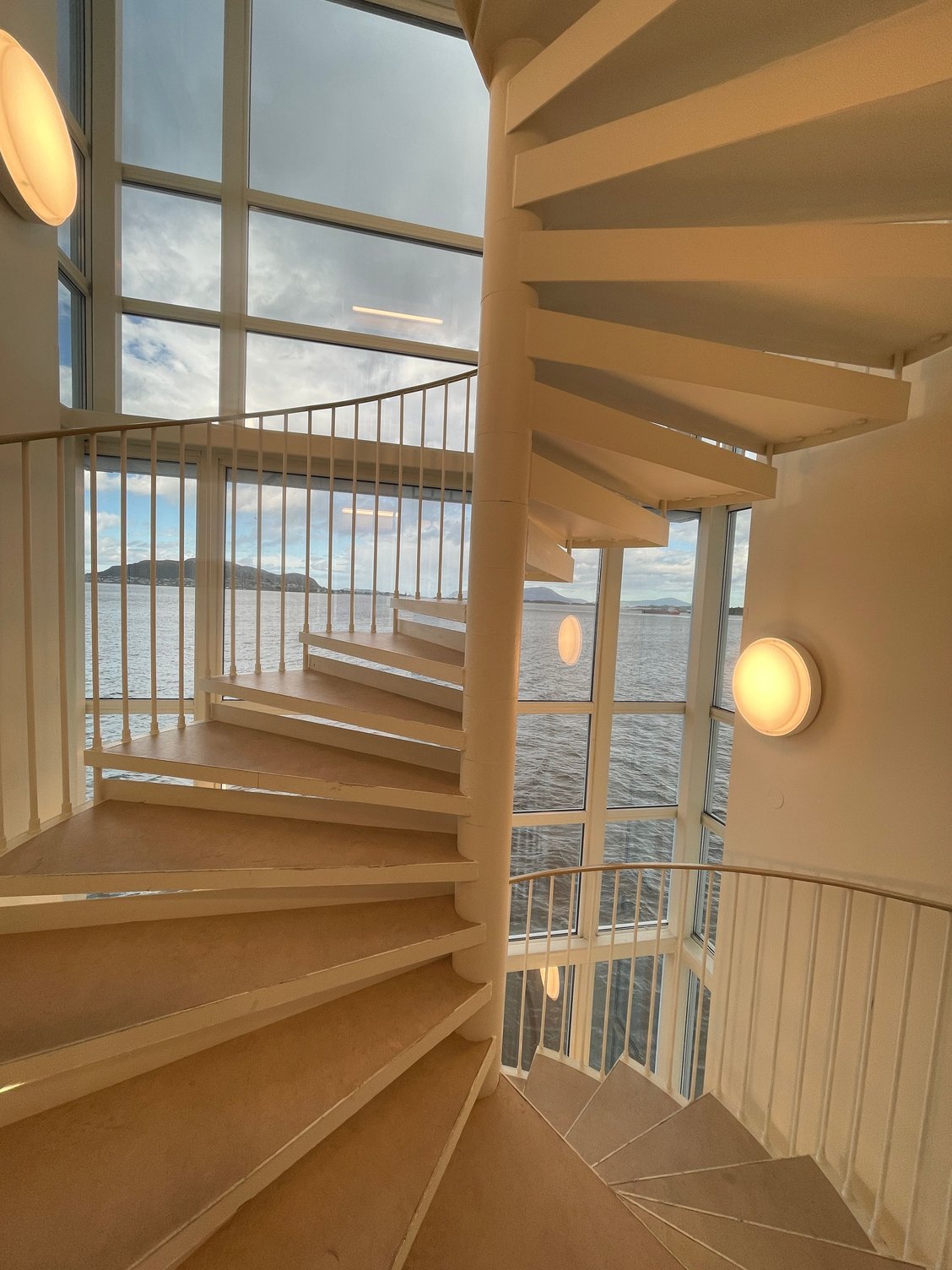 Twisted staircase with an ocean view