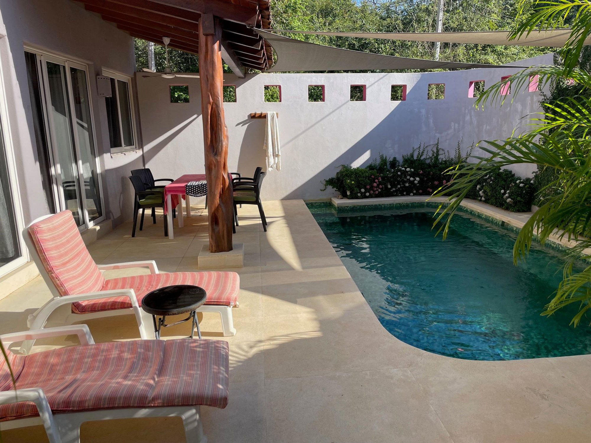 This is our own pool, which is very nice after a hot day in town.Mo