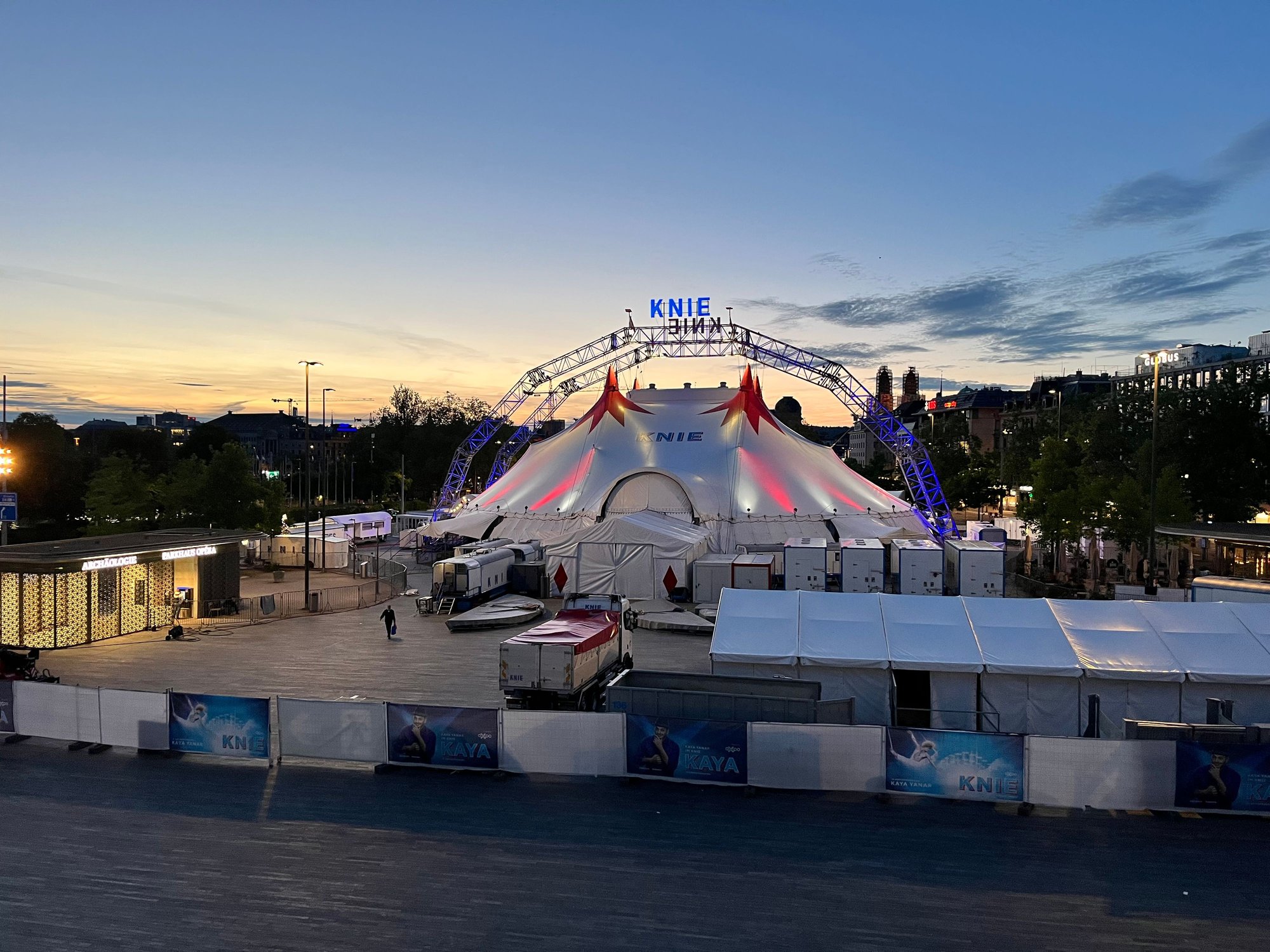 Knie circus tent seen from the Opera House balcony