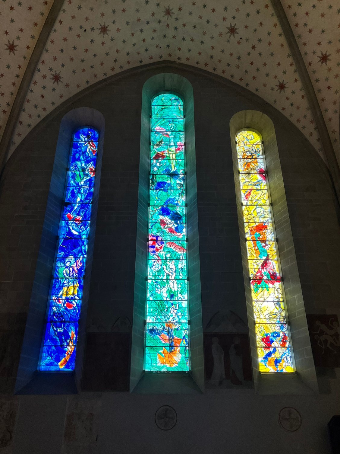 the 3 central panels by Chagall