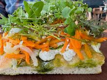 The food here was also a pleasant surprise, including this vegetable focaccia 