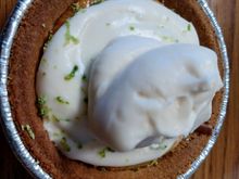 Mini key lime pie with mascarpone topping.