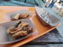 Beford leaving, I saw there was no line for the fried fish, so I took this home. It was trout. I was expecting rockfish or a whitefish. 