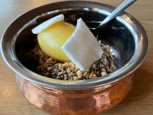 Dessert last night: chocolate mousse, nuts, coconut, passionfruit sorbet and merengue. Yes, it was perfect. But I resisted tonight because I gained too much weight last year for hiking up mountains. 