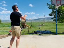 Nathan shooting some hoops. 