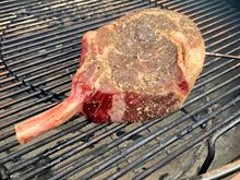 First time I have cooked a cowboy ribeye a.k.a. the Tomahawk. Turned out perfecto.