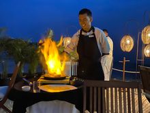 Mr. Gruezi’s dinner - huge shrimp. 