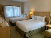 Our spacious room with 2 double beds